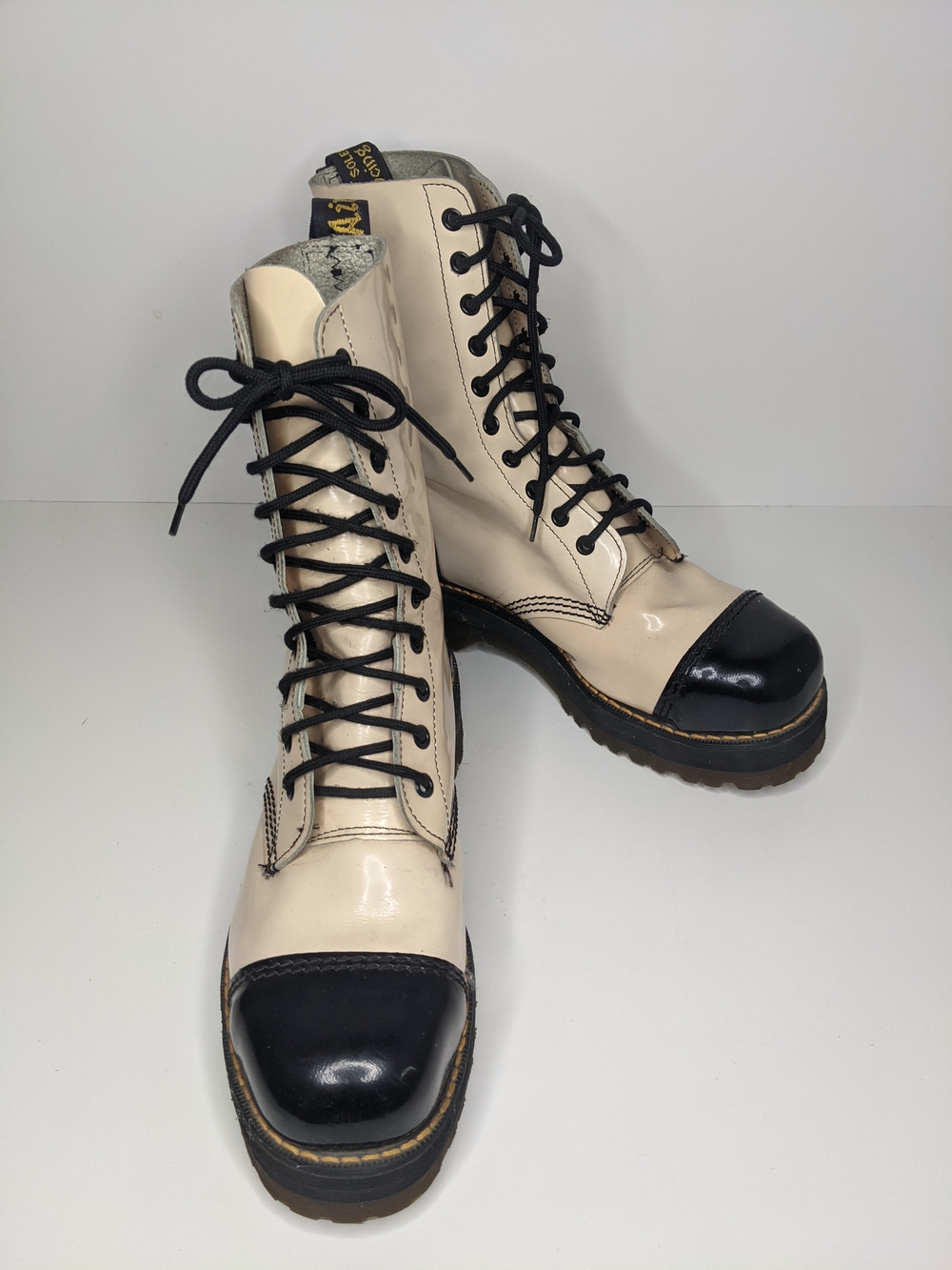 RARE, 90's Vintage pair of Dr. Martens "Crazy Bomb" 10-Eye Platform Boots .